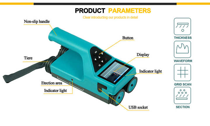 Handheld R800 Rebar Detector Electronic Concrete Rebar Locator Scanner ...