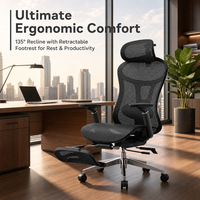 Chaise de bureau ergonomique en maille avec base cantilever, support lombaire réglable, accoudoirs 3D, chaise de bureau pour la maison et le bureau