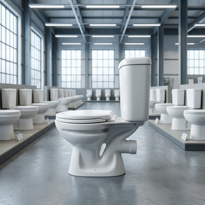 WC deux pièces en céramique de style européen, design italien avec siphon en P, chasse d'eau double, pour salle de bain - Product Image 4