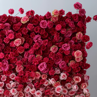 Mur de fleurs artificielles en soie, toile de fond moderne personnalisable pour mariage, dégradé rose et blanc, accessoire photo pour événements intérieurs