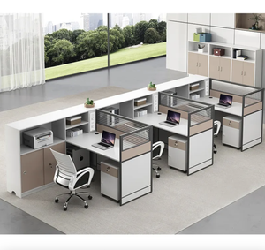 Estación DE TRABAJO DE PANTALLA DE OFICINA modular moderna de 6 asientos, escritorio de personal de hierro y MDF para uso en el hogar o la escuela y la Oficina - Product Image 5