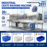 Vegetable Cooked Food Crate Washer SUS304 Conveyor Tunnel Type High Temp Spray Sanitizing Cleaner with Dryer for Cold Chain