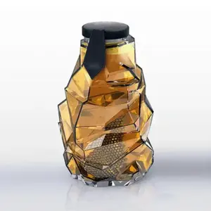 R 2023新款360毫升500G蜂蜜罐玻璃带盖创意独特蜂蜜罐玻璃食品容器罐全新设计