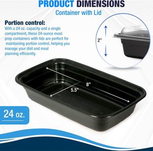 Disposable PP Plastic Rectangular Bento Lunch Box with Lid Microwave Safe & BPA Free <b>Takeaway</b> Food <b>Containers</b> - Product Image 3