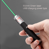 Pointeur laser rechargeable USB vert et rouge, faible consommation, longue portée, mini porte-clés, fonction indicatrice, coque métallique, logo personnalisable, faisceau pointu