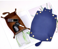 D6098 Plateau de rangement en cuir en forme de chat pour bijoux, clés, portefeuille, pièces de monnaie, plateau de voyage, organisateur de bureau