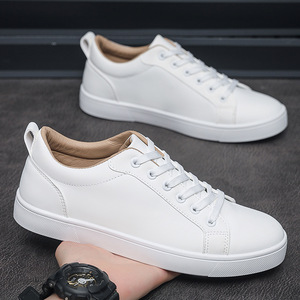 Spring New Korean Style Minimal Sneakers for Men Breathable <b>White</b> Casual Shoes - Product Image 1