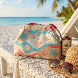 Borsa a Mano Lavorata a Maglia Spessa con Logo Personalizzato SHINY, Borsa Tote Intrecciata con Motivo OEM per Donna, Borsa a Tracolla Resistente per Spiaggia e Shopping Quotidiano - Product Image 4