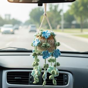 <span class=keywords><strong>Fleurs</strong></span> de glycine en fil de crochet faites à la main, légères et douces, ornement suspendu pour plantes - Décoration moderne durable et écologique pour la maison - Product Image 2