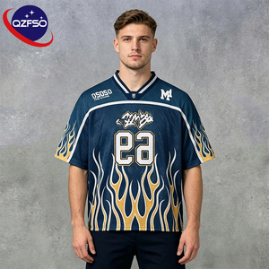QZFSO Custom Hip Hop Vintage Sublimation Soccer T Shirt American Football Uniform <b>Top</b> Rhinestone Mesh Fabric Rugby Sport Jersey - Product Image 1