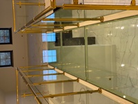 Balustrade et main courantes modernes en acier inoxydable doré, résistantes à la rouille, pour escalier, balcon, garde-corps en verre avec hauteur personnalisable