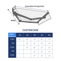 Auvent rétractable extérieur coupe-vent à télécommande, support robuste en tube carré, bras pliable, pour balcon et fenêtre