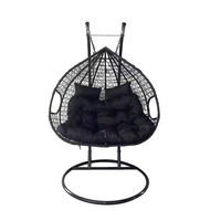 Fauteuil suspendu double en rotin en forme d'œuf pour chambre à coucher avec support, design tendance, mobilier de jardin extérieur, patio, balcon