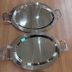 Vassoi da portata in acciaio inossidabile con manici, piatti in metallo lucidato a specchio <span class=keywords><strong>per</strong></span> buffet, frutta e antipasti, rettangolari e ovali - Product Image 4