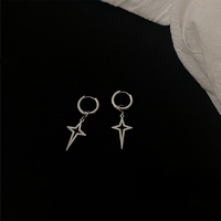 Boucles d'oreilles pendantes étoile croisée de luxe, style coréen minimaliste, tendance, anti-chute, pour hommes et femmes, bijoux d'oreille quotidiens