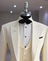 Jas Pria Putih Satu Kancing Jahitan Khusus untuk Pesta Pernikahan, Makan Malam, Pengantin Pria, Tuxedo, Prom, Slim Fit