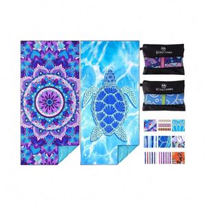 Toalla de Playa de Microfibra Personalizada, 71 x 32 Pulgadas, Extra Grande, Ligera, Antiarena, Delgada, Ideal para Piscina, Natación, Gimnasio, Yoga, Camping, Vacaciones - Product Image 6