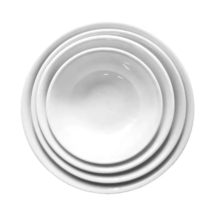 Placa de melamina redonda blanca clásica de alta calidad al por mayor