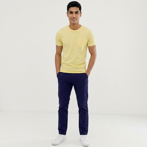 T-shirts en coton 100% à col rond, vente en gros, séchage rapide, respirant, vêtements de fitness tricotés, broderie de logo personnalisée, anti-boulochage - Product Image 1