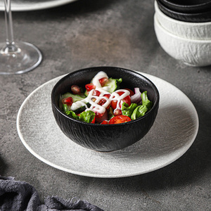 Juego de Vajilla de Porcelana Ecológico con Diseño Retro Clásico de Roca, Tazón para Sopa, Platos para Cena/Pescado/Filete, Blanco y Negro - Product Image 5