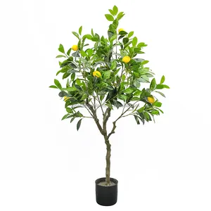塑料1.2米高人造盆栽柠檬树水果批发人造植物室内装饰