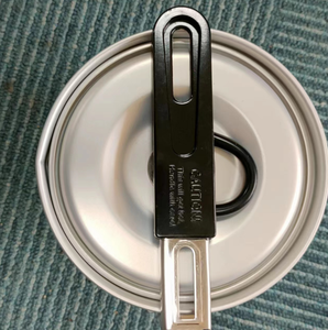 DFP1011 Marmite de camping portable en aluminium gris noir oxydé personnalisée, pot de camping, chauffe-lait domestique avec support pliable - Product Image 4