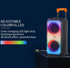 Potente Altoparlante NDR-1095 con Doppio Subwoofer da 8 Pollici 40W, LED RGB 5.3, Microfono Wireless, Trolley per Computer, Danza all'Aperto 2 - Product Image 1