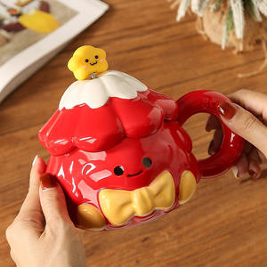 Tasse en céramique créative peinte à la main avec motif d'arbre de Noël, tasse à café mignonne et célèbre pour la maison, grande tasse à boire avec couvercle - Product Image 2