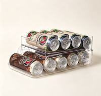 Étagère de rangement pliable en PET transparent pour canettes de soda, bac organisateur de boissons empilable pour réfrigérateur, cuisine, garde-manger, tri des boissons