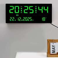 Horloge numérique LED de bureau moderne avec affichage de l'heure, des minutes, des secondes, de la semaine et de la date, grande taille 11 pouces, fonctionne sur piles