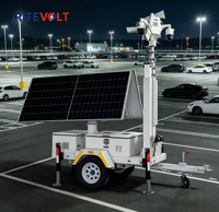Tour de surveillance mobile solaire personnalisée avec caméra de sécurité, IA, Starlink et batterie robuste pour événements