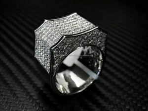 925 <b>Sterling</b> <b>Silver</b> Men's Engagement/Wedding Gift <b>Ring</b> Round Cut Moissanite Pave <b>Set</b> Rhodium Plated Hip hop Style <b>Ring</b> Gift - Product Image 5