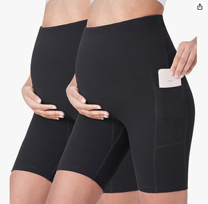 Pantaloncini da Yoga premaman da donna Enerful sopra la pancia comodi da allenamento per motociclisti e attività di gravidanza da palestra pantaloni corti con tasche 8 "/5" - Product Image 2