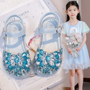 Zomer 2026 Nieuwe Mode Buitenlandse Stijl Zachte Zool Ademend Anti-Slip Lichtgewicht PU Bovenwerk Kinderen Baotou Kristal Schoenen - Product Image 2