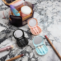 Mini ensemble de 6 pinceaux de maquillage plats en forme de chat avec poils doux et délicats, miroir inclus, pour débutants, outils de beauté pour le visage, faible MOQ