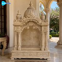 Autel de temple hindou en marbre blanc fait main, sanctuaire religieux pour la Puja avec symbole Om, pour la décoration de la maison, de la villa, de l'hôtel ou de la salle de prière
