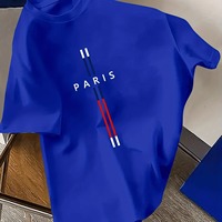 T-shirt d'été pour homme 100 % coton, antibactérien, décontracté, coupe ample, grande taille, imprimé lettres Paris, col rond, manches courtes, vente en gros