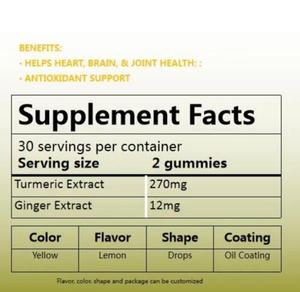 Gomitas de cúrcuma sin azúcar con pimienta negra Suplemento de cúrcuma y jengibre para el apoyo inmunológico, la piel saludable y la salud de las articulaciones - Product Image 3