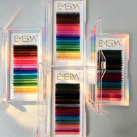Extensions de cils individuels colorés EMEDA en gros, plateaux de cils marron velours cachemire, mélange de couleurs 007, fournitures d'extensions de cils volume vison