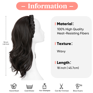 Perruques Bandeau à Ondes Longues Synthétiques en Gros avec Bandeau Tressé, Mi-Perruque Résistante à la Chaleur, Mi-Perruque Cerceau à Cheveux - Product Image 2