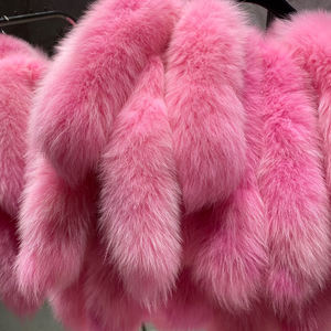Giacca di pelliccia di lusso invernale soffice giacca di pelliccia di volpe naturale sciarpa da donna cappotti di coda di pelliccia rosa - Product Image 5