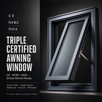Ventana Abatible Superior de Aluminio CE NFRC NOA, Personalizada OEM, Doble Acristalamiento, Impermeable, Acústica, Comercial, Venta al por Mayor