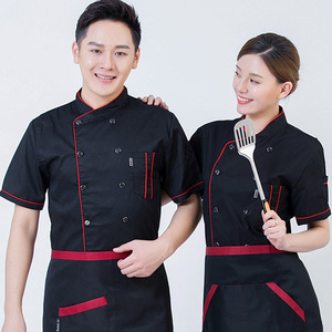 Vestes de chef noires à manches courtes, uniformes de chef à double boutonnage, vestes de cuisine professionnelles pour hommes et femmes, hôtel, bistrot, boulangerie - Product Image 3