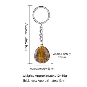 Vente en gros de porte-clés en forme de <span class=keywords><strong>petite</strong></span> patte, pierres précieuses naturelles, pattes de chaton, porte-clés en cristal de quartz pour femmes, hommes, filles - Product Image 3