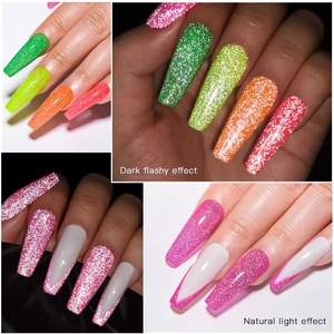 Gel reflectante fluorescente de neón para uñas, barniz de uñas de Disco, Uv, diamante, brillante, 1kg, OEM, muestra gratis - Product Image 2