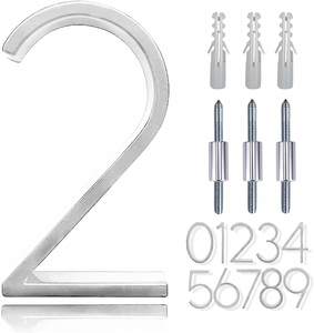 Número de casa flotante plateado de aleación de Zinc de 5 ", números de casa modernos de Metal, letrero de número de buzón de puerta de jardín con kit de clavos - Product Image 2