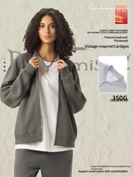 Veste Homme Automne Vintage Ample en Coton Polaire 350G avec Fermeture Éclair Col Rond Manches Classiques |   Baseball transfrontalier