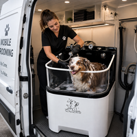 Baignoire SPA pour animaux de compagnie en acrylique à bulles lactées de luxe, avec fenêtre en verre et ozone, pour le toilettage des chiens en studio