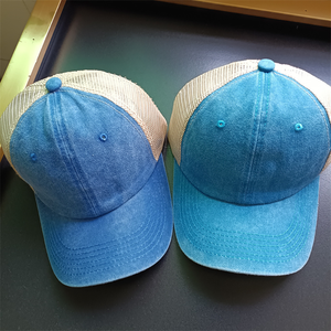 Personalizado Win Logo Vintage 6 Panel de malla ajustable trasero holandés camionero sombreros de dos tonos al por mayor suave deportes al aire libre gorras de béisbol - Product Image 6