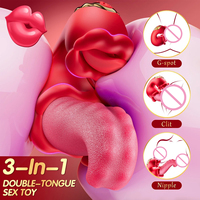 Bestseller Weiblicher Vibrator Sexspielzeug Mund-Masturbation Nippel-Klitoris-Stimulator G-Punkt Zungen-Leck-Vibrator für Frauen